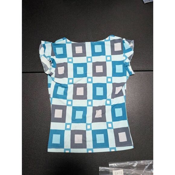 Forever 21 Abstract Blue Print Short Sleeves Women's XS  (per measurements) - Picture 2 of 4